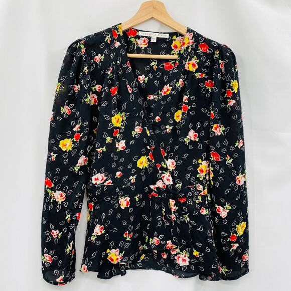 Veronica Beard 4 Kiona black Silk Floral Blouse - Picture 3 of 8